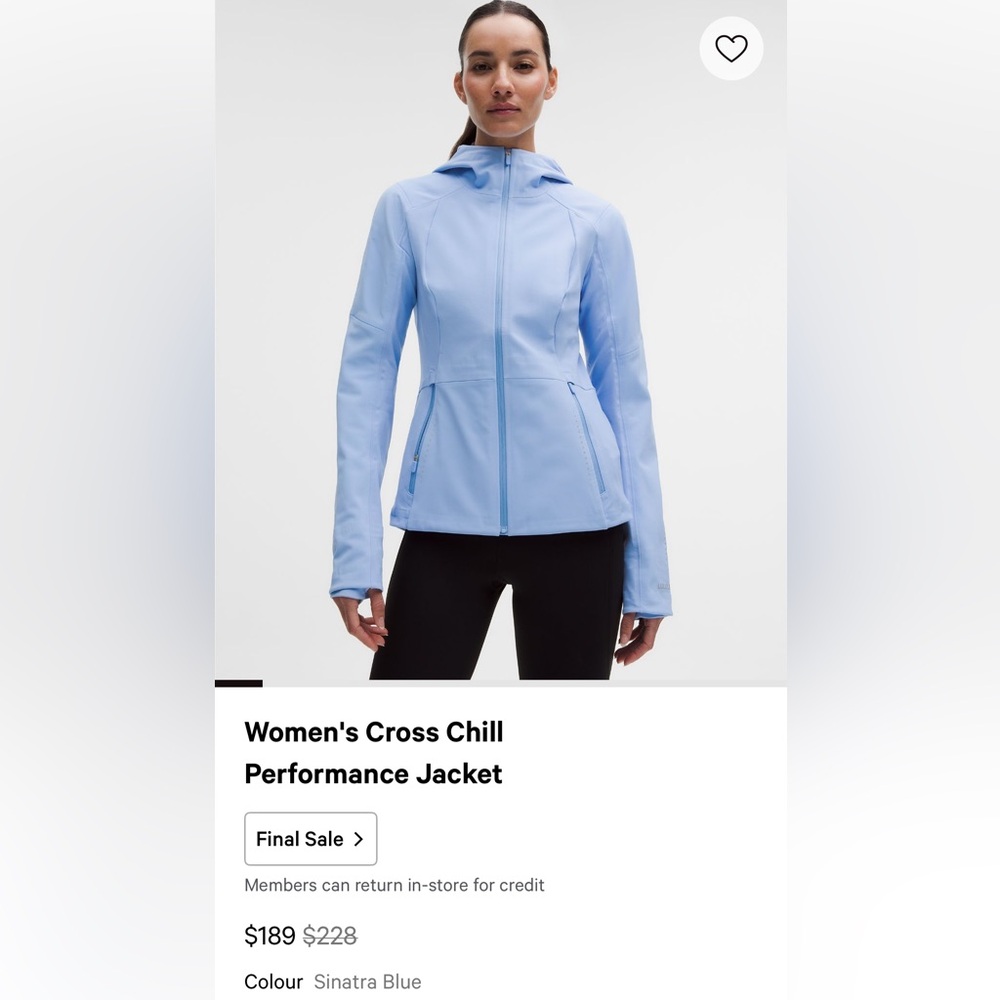 Lululemon Cross Chill Performance Jacket Size S Like New Sold-Out Sinatra Blue